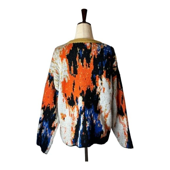 Cider Orange And Black Multicolor Print Crew Neck Pullover Sweater Size XS - Picture 3 of 7
